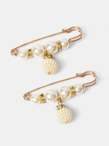 Aravennia 6pcs Pearl Dress Clips, Women Waist Adjustable Brooches Pins  (No Card Paper) - Beige - View 4