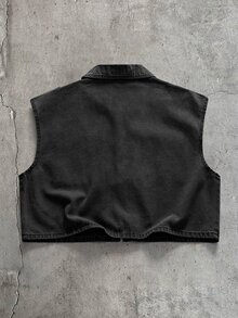FeverCity Men's Washed Black & Grey Zipper Sleeveless Top With Airplane Buckle - Black - View 4