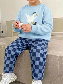 Young Boy Long Sleeve Kids Crew Neck Sweatshirt With Cartoon Pattern, Suitable For Autumn/Winter - Multicolor - View 5