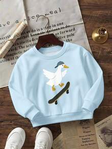 Young Boy Long Sleeve Kids Crew Neck Sweatshirt With Cartoon Pattern, Suitable For Autumn/Winter - Multicolor - View 3
