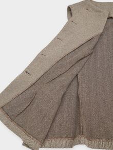 Velvienne Plus Size Brown Wool Open Front Blazer And Wide Leg Pants Elegant Commute Vintage Slimming Elegant Suit Set - Brown - View 4