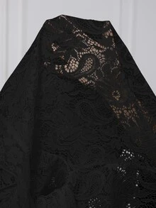 SHEIN Lady Women's Elegant Casual Commuting Lace Ruffle Trim Jacket For Autumn - Black - View 9