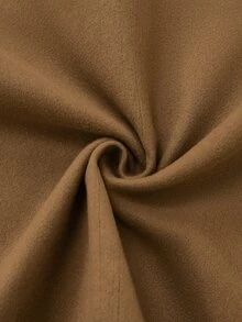 SHEIN معطف نسائي أنيق بلون موحد مع أساور من الفرو وفتحة غير متماثلة - بني - مشاهدة 4