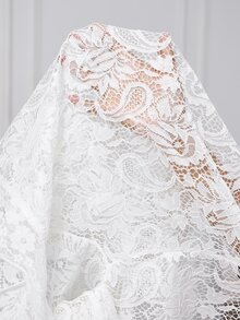 SHEIN Lady Áo khoác ren viền bèo nhún thanh lịch cho nữ, mùa thu - trắng - Xem 7