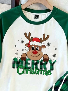 Daypath Men's Letter Cartoon Print Short Sleeve Top And Long Pants Casual Daily Home Sleepwear Set - Dark Green - View 2
