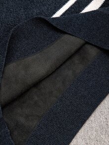 Manfinity CasualKnits Men's Striped Long Sleeve Casual Sweater, Autumn/Winter - Navy Blue - View 7