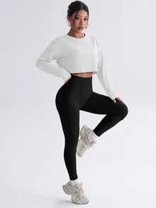 Dewbera Dewbera 3pcs Set Women Seamless Bra And Leggings Yoga Leggings Set Gym Tights Set Matching Workout Set - Black and White - View 4