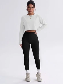 Dewbera Dewbera 3pcs Set Women Seamless Bra And Leggings Yoga Leggings Set Gym Tights Set Matching Workout Set - Black and White - View 3