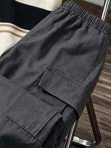 Young Boy Round Neck Short Sleeve Casual T-Shirt And Long Pants Set - Black - View 7