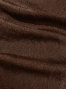 Everyssa Women's V-Neck Brown Long Sleeve Loose Blouse - Brown - View 6