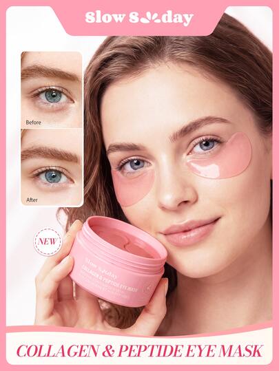SlowSunday Collagen & Peptide Eye Mask 60pcs, With Peptides & Collagen & Sodium Hyaluronate, Diminish Eye Bags, Brighten Eye Contour, For Puffy Eyes & Dark Circles, Korean Jelly Eye Mask, Y2K, For Fall & Winter, Halloween & Christmas