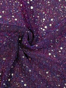 Vibekara Purple Colorblock Patchwork Evening Gown, V-Neck Sequin Puff Long Sleeve High Waist A-Line Maxi Party Wedding Dress, Fall New Year Elegant - Purple - View 6