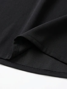 Everyssa Women's V-Neck Mesh Patchwork Casual Daily Wear Top - Black - View 3