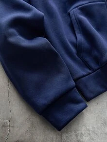 AXEPEAK Men's Casual Solid Color Hoodie Sweatshirt, Autumn/Winter - Navy Blue - View 4