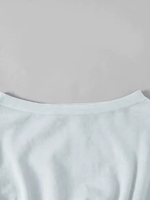 SHEIN 青少年女孩秋冬新款藍色不對稱肩收腰短版毛衣 - 淺藍色 - 查看 5
