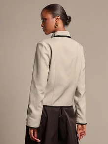 Silquee Women's Elegant Frog Button Long Sleeve Vintage Jacket - Beige - View 5