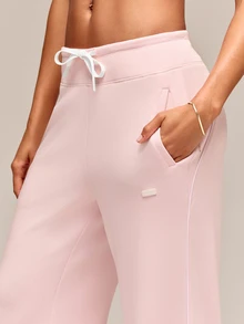 GLOWMODE SoftCalm Modal Line-Up Wide Leg Sweatpant SoftCalm Silky-Smooth Comfy Drawstring Waist Relaxed Fit With Side Pockets Autumn Winter Daily Wear - Pink - View 5