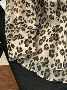Resyla Plus Size Women's Leopard Print Casual Versatile Daily Wear Shirt - Multicolor - View 3