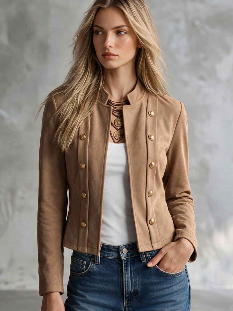 SHEIN Franclia 女款素色時尚百搭長袖夾克
