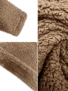 Velvienne Women's Plus Size Fuzzy Hooded Long Coat, Casual Outdoor Jacket For Autumn/Winter - Brown - View 8