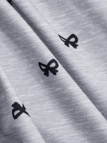 Livesso Conjunto de pijama informal con parte superior estampada con lazo y pantalón - Gris - Ver 7