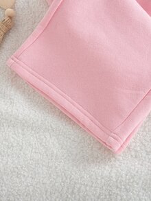 SHEIN 2件組少女粉色小馬刺繡連帽拉鍊運動衫套裝，休閒日常/校園/假期，適合春夏秋冬日常穿著 - 淺粉色 - 查看 9