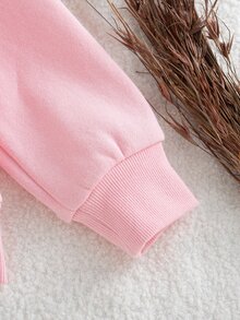 SHEIN 2件組少女粉色小馬刺繡連帽拉鍊運動衫套裝，休閒日常/校園/假期，適合春夏秋冬日常穿著 - 淺粉色 - 查看 8