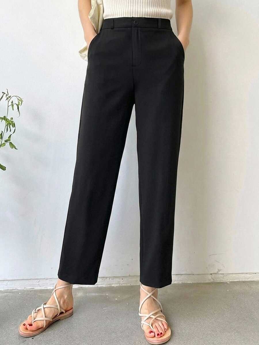 DAZY Women's Straight Leg Solid Color Casual Business Pants Fall/Winter - Black - View 1