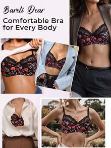SHEIN 1pc Women's Underwire Printed Bra - Multicolor - View 4