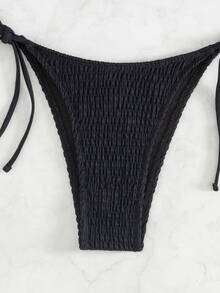 Swim Vcay Set Bikini Wanita Bermotif Bikini dengan Cakupan Luas Bikini Seksi untuk Berjemur - Hitam - View 4
