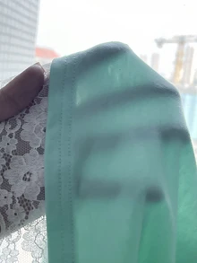 SHEIN 青少年女孩薄荷綠亨利領長袖T恤 春秋半開鈕扣 2合1蕾絲下擺修身短版內搭上衣 - 綠色 - 查看 6