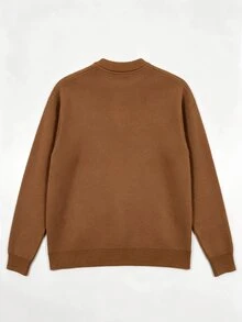 Manfinity Hypemode Men's Letter Pattern Casual Daily Wear Long Sleeve Sweater - Brown - View 3