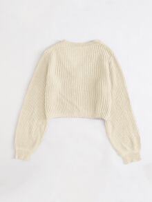 Cloudara Drop Shoulder Ribbed Knit Button Front Cardigan - Beige - View 2