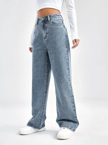 Cloudara High Waist Wide Leg Jeans - Medium Wash - View 5