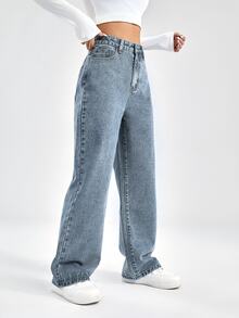 Cloudara High Waist Wide Leg Jeans - Medium Wash - View 4