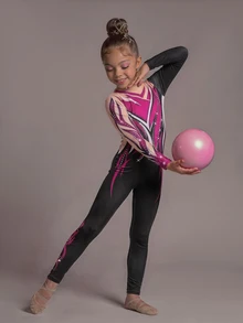 Young Girls' Patterned Gymnastics Leotard, High-Stretch Skin-Friendly Soft Fabric For Yoga, Training, Princess 7th Birthday Black Fall - Multicolor - View 6