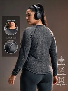 Powerista Women's Plus Size Colorblock Casual Daily Travel Sports T-Shirt Fall - Dark Grey - View 3