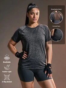 Powerista Women's Plus Size Fitted Short Sleeve Sports T-Shirt - Black - View 3