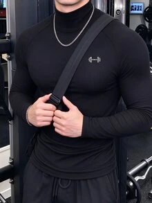 Gym Rark Men's Dumbbell Graphic Print Long Sleeve Sports T-Shirt - Black - View 4