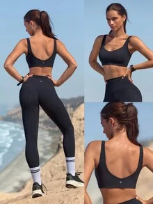 GLOWMODE FeatherFit™ Sculpt Limitless Push Up Sports Bra With Removable Silicone Cups, Mesh Lift Design & 4-Way Stretch Yoga Studio Daily Wear - Black - View 8