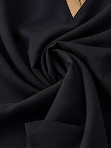 Structelle Women's Patchwork V-Neck Lantern Sleeve Blouse - Black - View 4