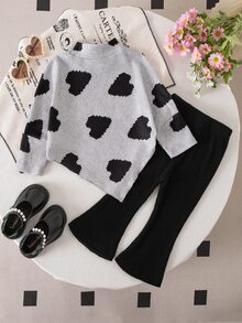 SHEIN Infant Girls' Spring/Autumn/Winter Casual T-Shirt Set - Grey - View 2