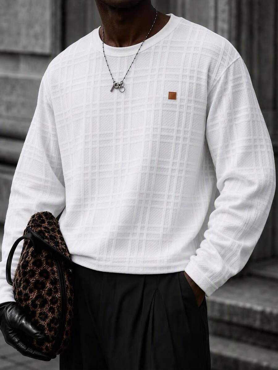Mainfolk Men's Casual Long Sleeve T-Shirt For Daily Wear Halloween Christmas Winter Party Autumn - White - View 1