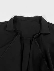 Vionelle Plus Size Casual Waterfall Collar Long Coat Winter Autumn - Black - View 7
