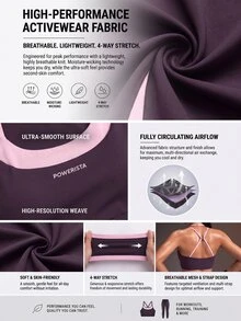 Powerista Women's Letter Print 2 In 1 Daily Fitness Sports Bra - Purple - View 3