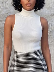 Eryvara Rok Panjang Wanita Motif Houndstooth Warna Blok dengan Hem Bergelombang, Cocok untuk Kencan, Pakaian Sehari-hari, dan Pesta. - Hitam - View 4
