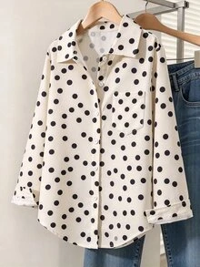EMERY ROSE Women's White Long Sleeve Loose Fit Work Brunch Office Shirt, Work, Valentine's Day, Autumn, Back To School Fall 1960s 1920 Vintage - Multicolor - View 4