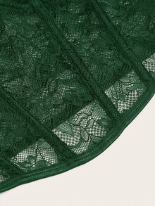 SHEIN ICON Plus Lace Black Corset Cami Top, Summer - Dark Green - View 9