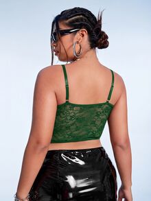SHEIN ICON Plus Lace Black Corset Cami Top, Summer - Dark Green - View 6