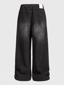 Athstrex Plus Size Men's Casual Washed Wide Leg Jeans, Grunge, Vacation, Father's Day Gifts - Coffee Brown - View 7